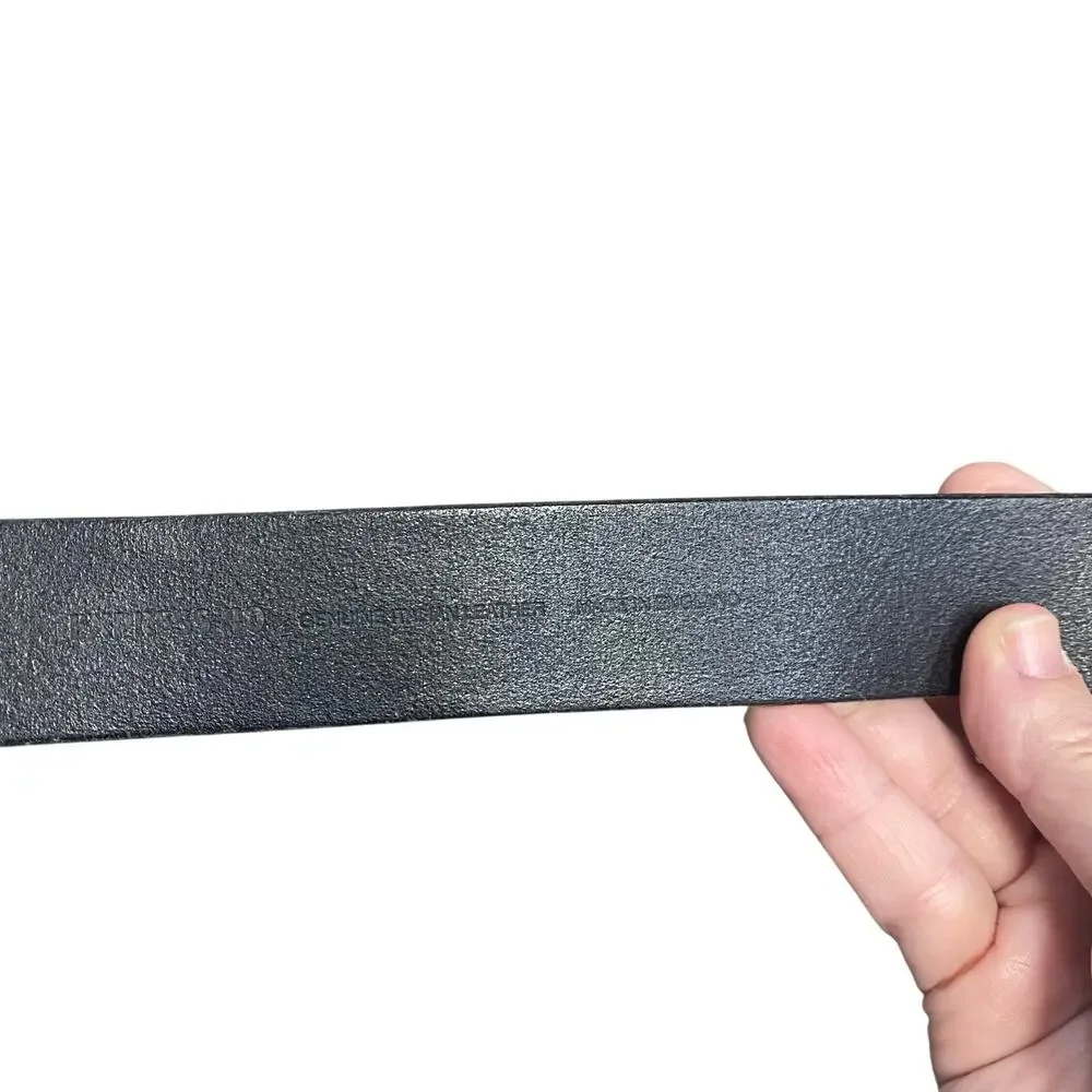 Express Men’s Black Genuine Leather Belt Size 40 Silver Buckle Made in England